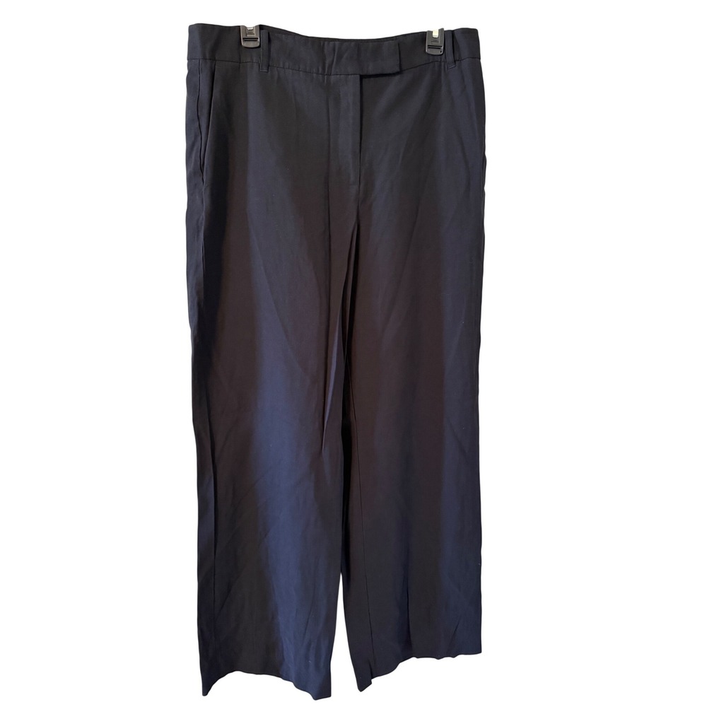 MNG Mango Black Wide Leg Trousers High Rise Office Workwear Pants Womens Size 12